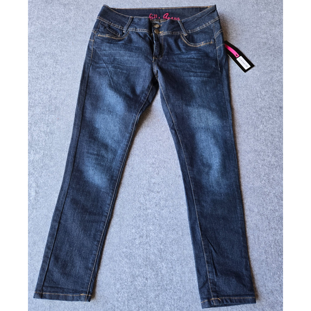 Ella Moss Juniors Straight Leg Blue Jeans Stretch Size 11 Mid Rise 33x27 New